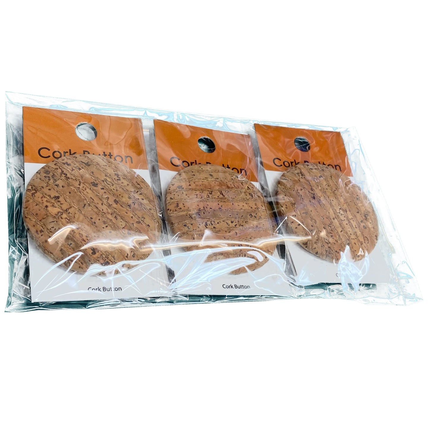 Cork Buttons (Natural 94) - 2 Inch Large - BCB-94L (1pc x 3 Cards Per Order)