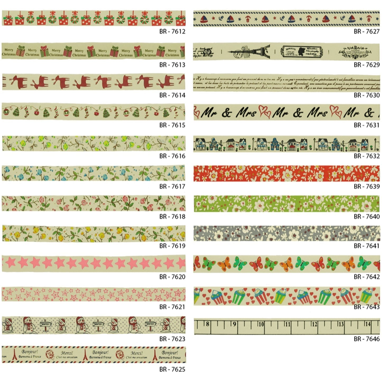 Cotton Printed Ribbons 5/8 Inch Width - 25 Yard Rolls - BR-76XX