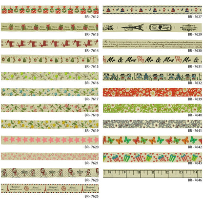 Cotton Printed Ribbons 5/8 Inch Width - 25 Yard Rolls - BR-76XX
