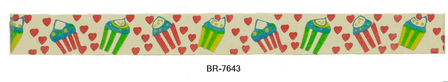 Cotton Printed Ribbons 5/8 Inch Width - 25 Yard Rolls - BR-76XX