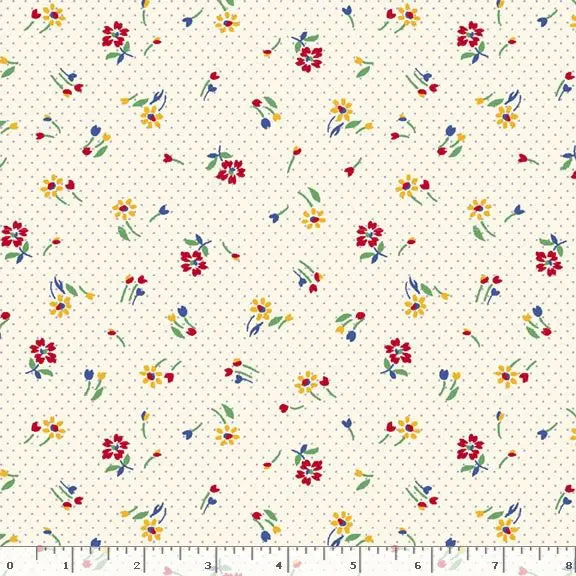 Cream Blooms Cotton Wideback Fabric Per Yard