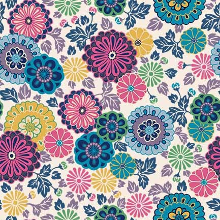 Cream Blossom Bond Cotton 43"/44" Fabric Per Yard