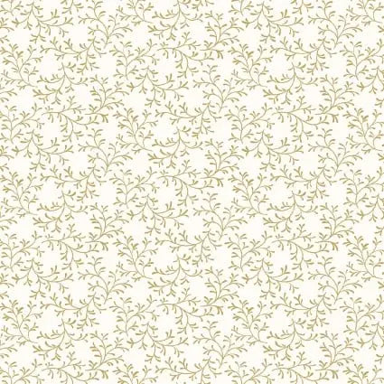 Cream Gold Lace Leaf Cotton 43"/44" Fabric Per Yard