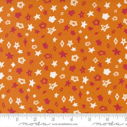 Creativity Glows Orange Ditsy Stars 44"/45" Fabric Per Yard