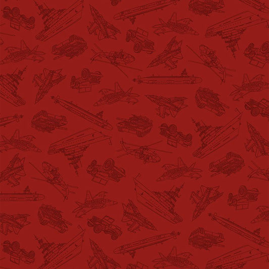 Crimson Military Convoy Path to Freedom Cotton 44"/45" Fabric Per Yard