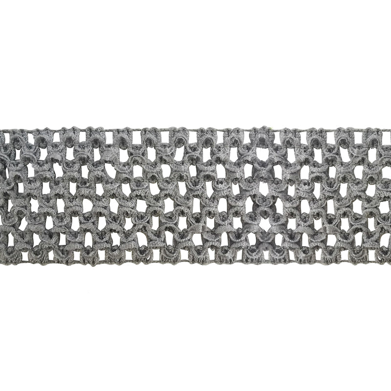 Crochet Stretch Trim - 2" Width (25 Yard Roll) - BF-1900-11 Grey