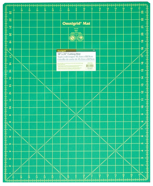 Cutting Mat Omnigrid Green with Yellow Grid 18in x 24in