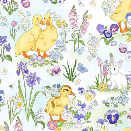 Digital Cuddle Multi Duck Duck Bunny 58" - 60" Fabric per yard