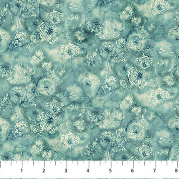Whisper Seed Pod Mini Medium Teal Cotton 43"/44" Fabric Per Yard
