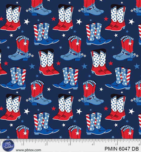 Dark Blue Patriotic Minis PMIN-6047-DB Cotton 44/45 Fabric Per Yard