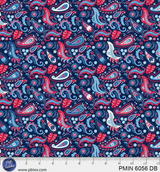 Dark Blue Patriotic Minis PMIN-6056-DB Cotton 44/45 Fabric Per Yard
