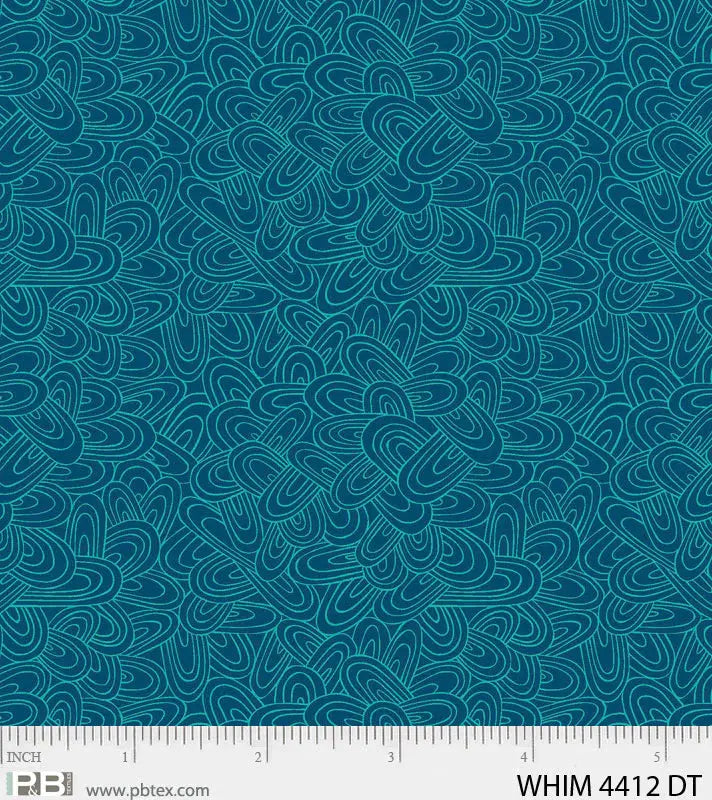 Dark Blue Teal Whimsy Just Swell 44"/45" Fabric Per Yard