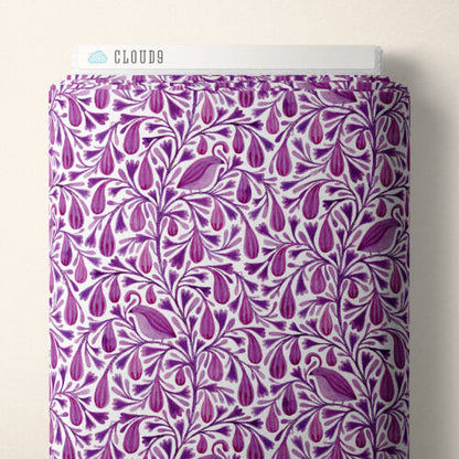 Dark Magenta Prince Birds and Branches Cotton 44/45 Fabric Per Yard