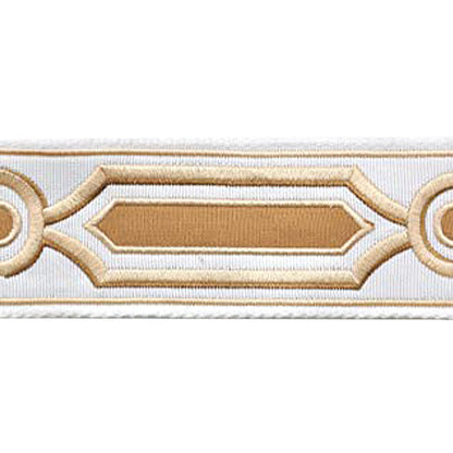 Decorative Chenille Trim Tape - 2 1/4" Width (23-30 Yard Roll) - BR-7345-16 White/Gold