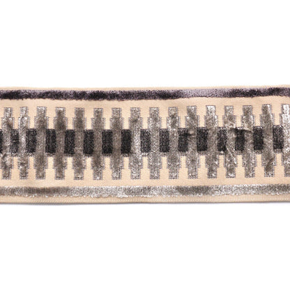 Decorative Chenille Trim Tape - 3 1/2" Width (25 Yard Roll) - BR-7522-94/11 Grey/Taupe