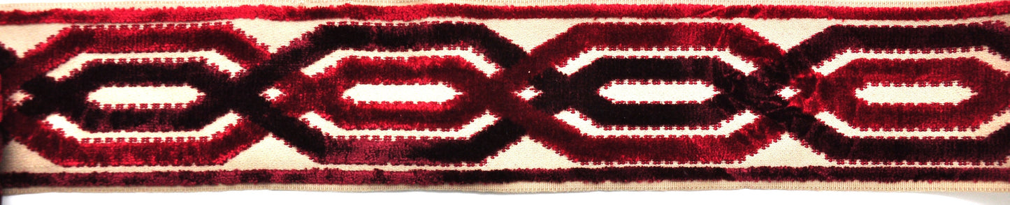 Decorative Chenille Trim Tape - 3 1/2" Width (25 Yard Roll) - BR-7524-22 Red/Wine Red