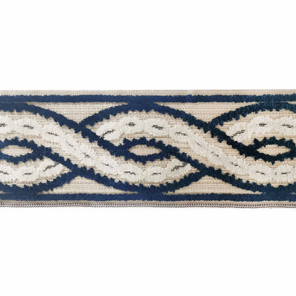 Decorative Chenille Trim Tape - 3 1/2" Width (25 Yard Roll) - BR-7525-05/24 Navy Blue/Beige