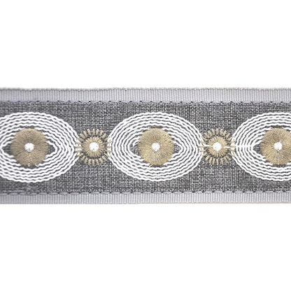 Decorative Woven Trim Tape - 3" Width (23-30 Yard Roll) - BR-7354-49/27 Grey/White