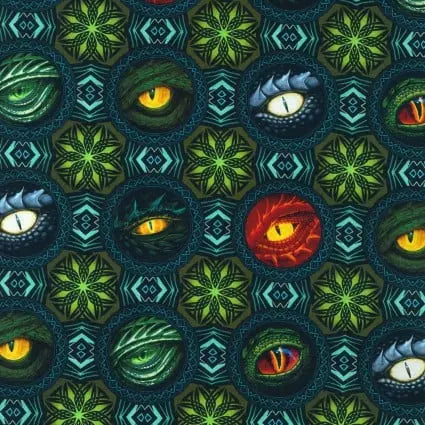 Dragons Emerald Reign Eyes 44"/45" Fabric Per Yard