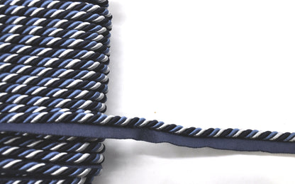 Elegance Collection - 3/8" CORD WITH LIP (50 Yard Roll) - BC-1023-05/03 Navy and Light Blue