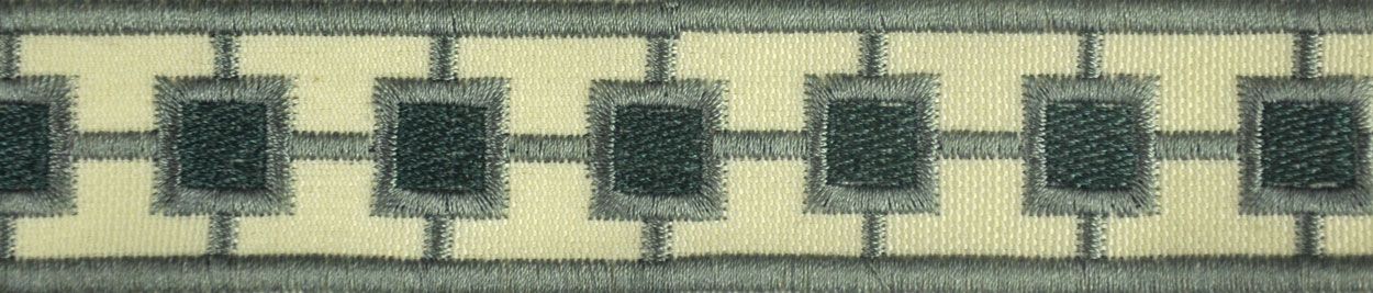Embossed Decorative Trim Tape - 1 1/4" Width (25 Yard Roll) - BR-7331-33 Turquoise/Beige