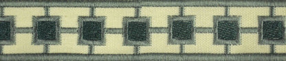 Embossed Decorative Trim Tape - 1 1/4" Width (25 Yard Roll) - BR-7331-33 Turquoise/Beige