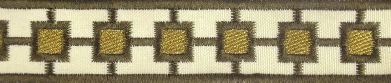Embossed Decorative Trim Tape - 1 1/4" Width (25 Yard Roll) - BR-7331-38 Gold/Toffee