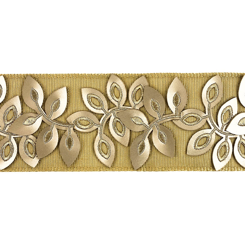 Embossed Floral Decorative Trim Tape - 3" Width (25 Yard Roll) - BR-7537-10 Gold