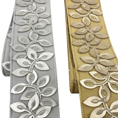 Embossed Floral Decorative Trim Tape - 3" Width (25 Yard Roll) - BR-7537-10 Gold