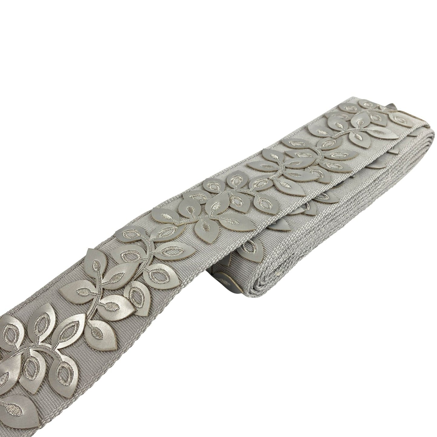 Embossed Floral Decorative Trim Tape - 3" Width (25 Yard Roll) - BR-7537-11 Silver