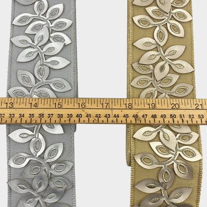 Embossed Floral Decorative Trim Tape - 3" Width (25 Yard Roll) - BR-7537-11 Silver