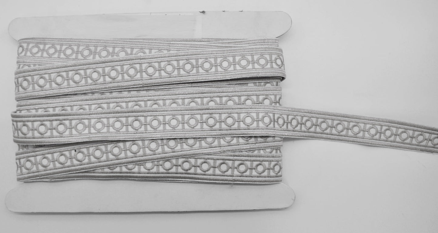 Embroidered Decorative Woven Trim Tape - 1 1/4" Width (23-30 Yard Roll) - BR-7338-11 Grey