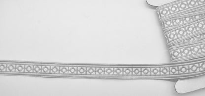Embroidered Decorative Woven Trim Tape - 1 1/4" Width (23-30 Yard Roll) - BR-7338-11 Grey