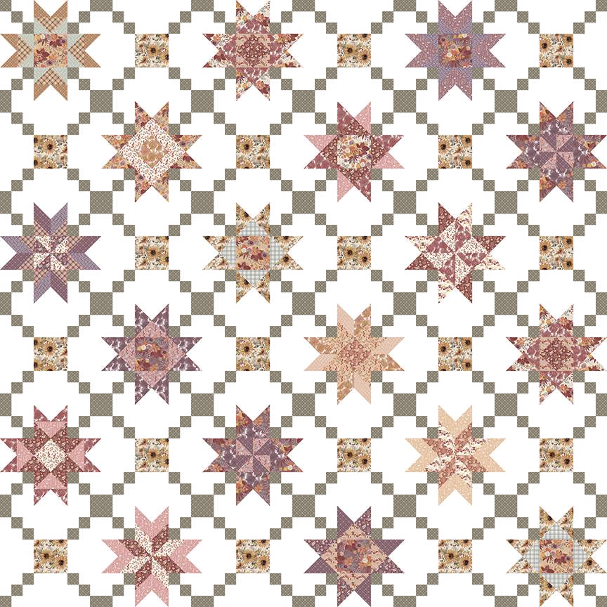 Evening on the Prairie Garden Cloud Cotton Wideback Fabric per yard