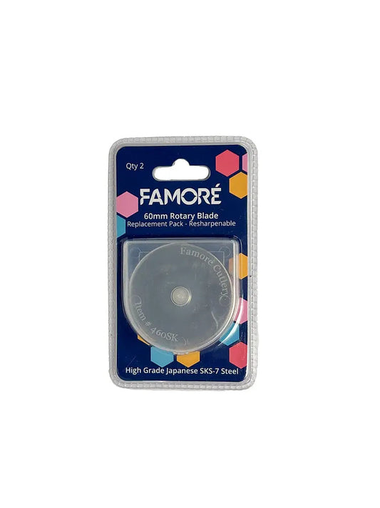 Famore 60mm Rotary Cutter Replacement Blades - Count 2
