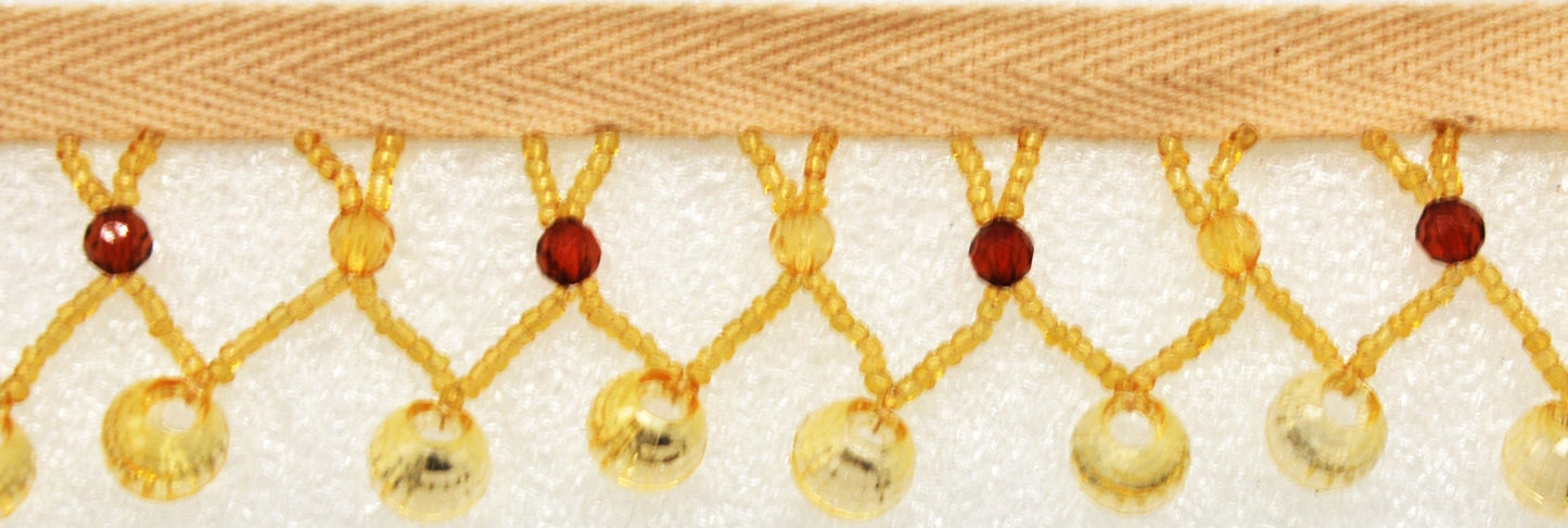 Fantasia Collection - 1 3/4" width BEADED FRINGE (10 Yard Roll) - BB-921-30/10 Yellow and Red