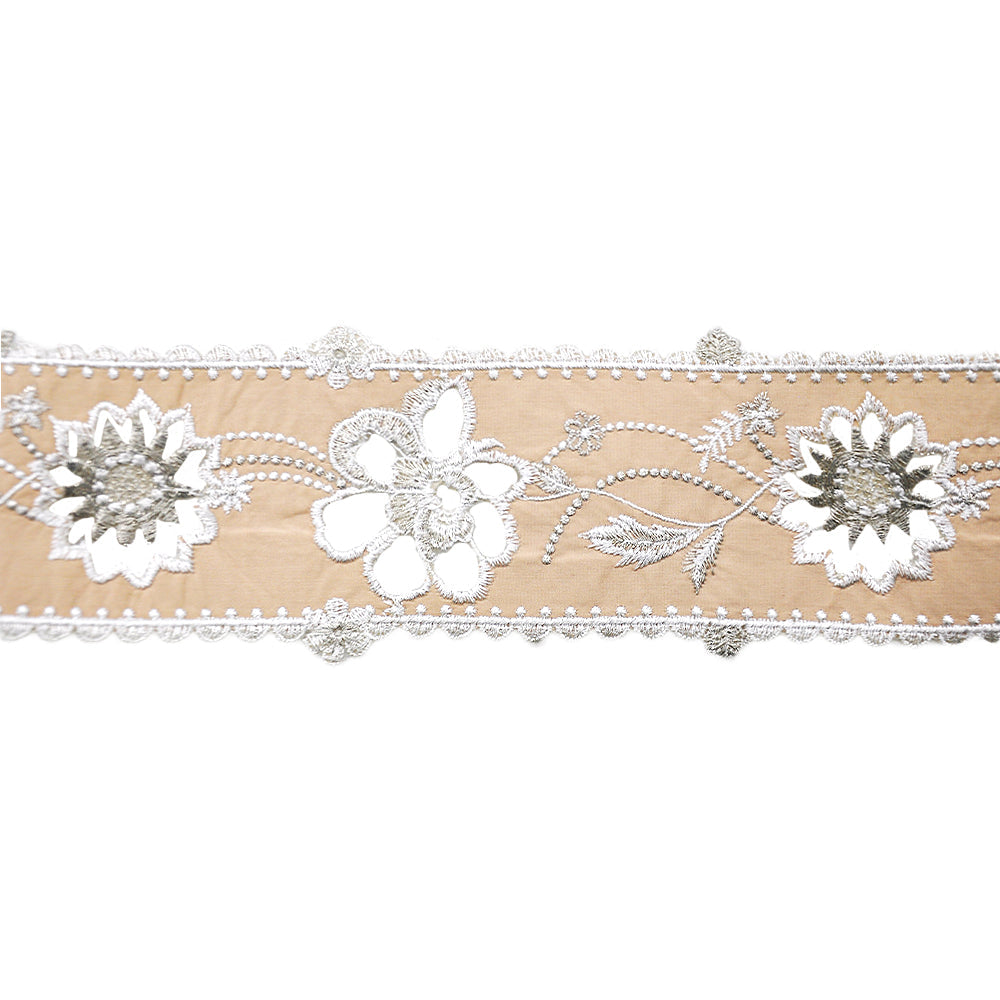 Floral Lace Tape - 3" Width (23-30 Yard Roll) - BR-7556-09 Peach