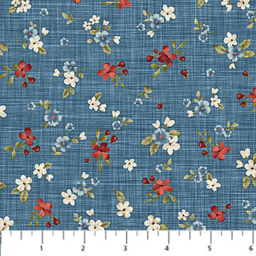 Floral Toss Blue Multi Farmhouse 28605-44 Cotton 44"/45" Fabric Per Yard
