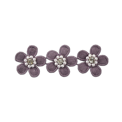 Flower Trim with Pearl Rhinestone - 1 1/2" Width (15 Yard Roll) - BFT-1200-26 Purple
