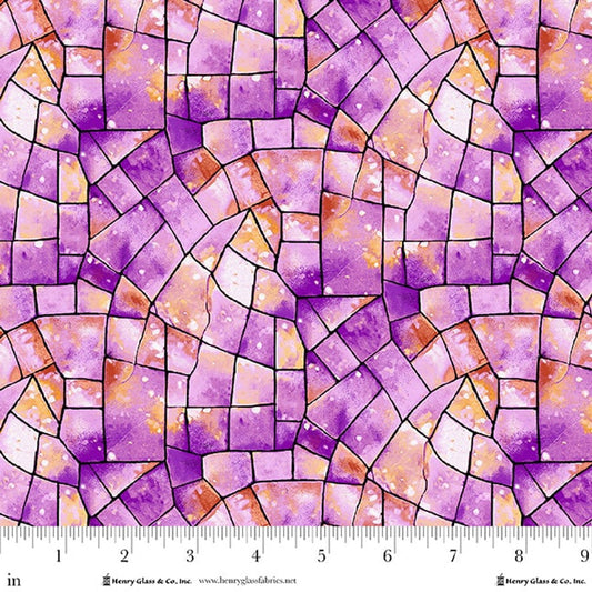 Fuchsia Kaleidoscope Stained Glass Cotton Wideback Fabric Per Yard