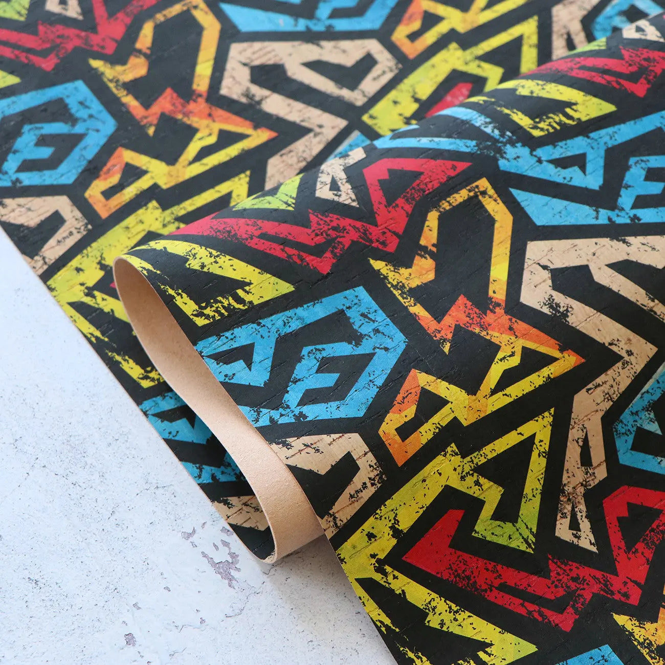Geometric Grunge Cork 1/2yd