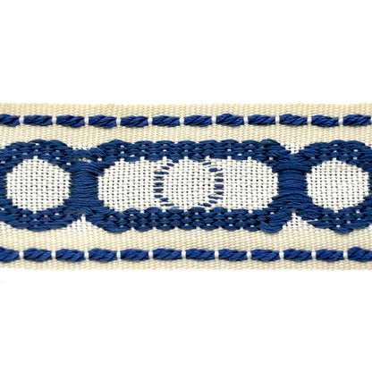 Godiva Collection - 1 1/2" width CIRCLE PATTERN BRAID (25 Yard Roll) - BR-7097-05/24 Navy Blue and Ivory