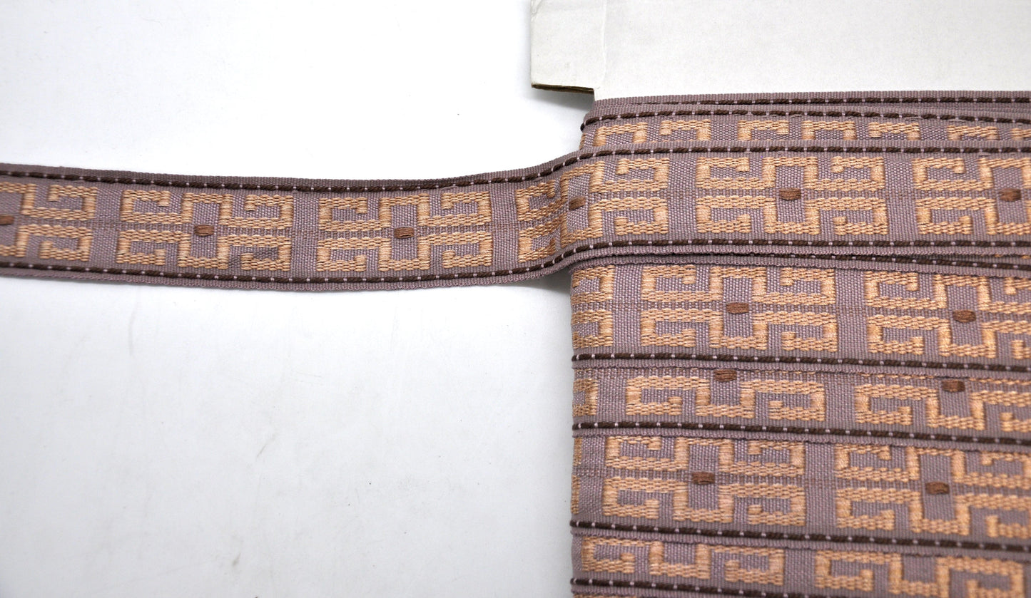 Godiva Collection - 1 1/2" width CIRCLE PATTERN BRAID (25 Yard Roll) - BR-7097-21/38 Lilac and Toffee