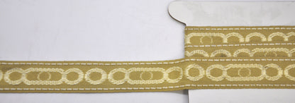 Godiva Collection - 1 1/2" width CIRCLE PATTERN BRAID (25 Yard Roll) - BR-7097-63/61 Moss Green and Mocha