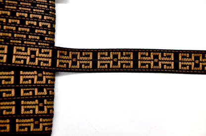 Godiva Collection - 1 1/2" width KEY PATTERN BRAID (25 Yard Roll) - BR-7096-02/06 Chocolate and Brown