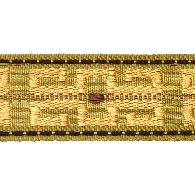 Godiva Collection - 1 1/2" width KEY PATTERN BRAID (25 Yard Roll) - BR-7096-63/61 Moss Green and Mocha