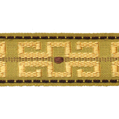 Godiva Collection - 1 1/2" width KEY PATTERN BRAID (25 Yard Roll) - BR-7096-63/61 Moss Green and Mocha