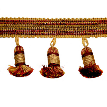Godiva Collection - 2 1/2" length SMALL TASSEL FRINGE (25 Yard Roll) - BF-4099-88/61 Dark Brick and Mocha