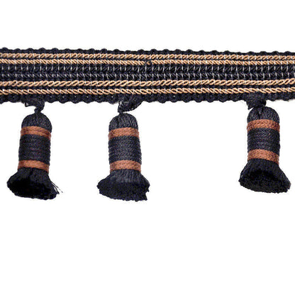 Godiva Collection - 2 1/2" length SMALL TASSEL FRINGE (25 Yard Roll) Chocolate and Brown