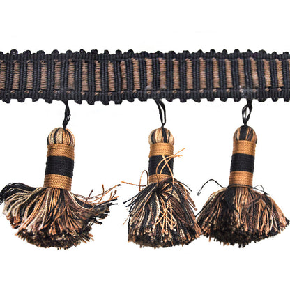 Godiva Collection - 4" length LARGE TASSEL FRINGE (25 Yard Roll) - BF-4098-02/06 Chocolate and Brown